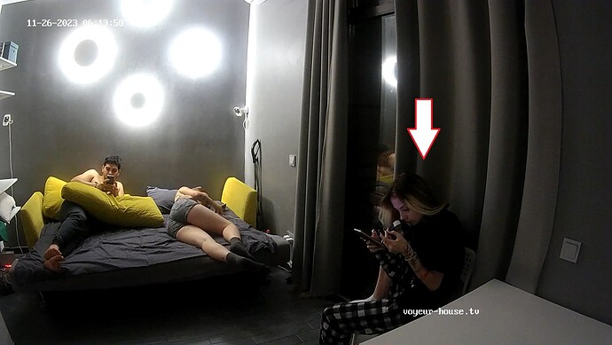 davina stares at  phone