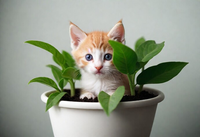 pikaso_texttoimage_kitten-in-a-plant (1)
