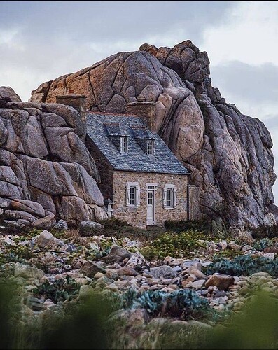 This house didn’t have rocks around it, it became one with them. Privacy level - cave troll